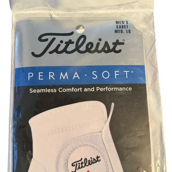 Titleist Perma-Soft Mens Golf Glove White Cadet Medium Large Left Hand New - Picture 3 of 4